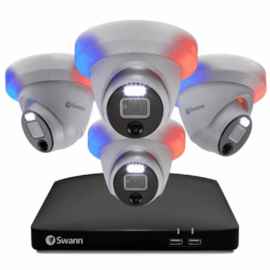 Wired Home Security Systems Swann | 4 Camera 8 Channel 4K Ultra Hd Dvr Spotlight Security System | Swdvk-856804De