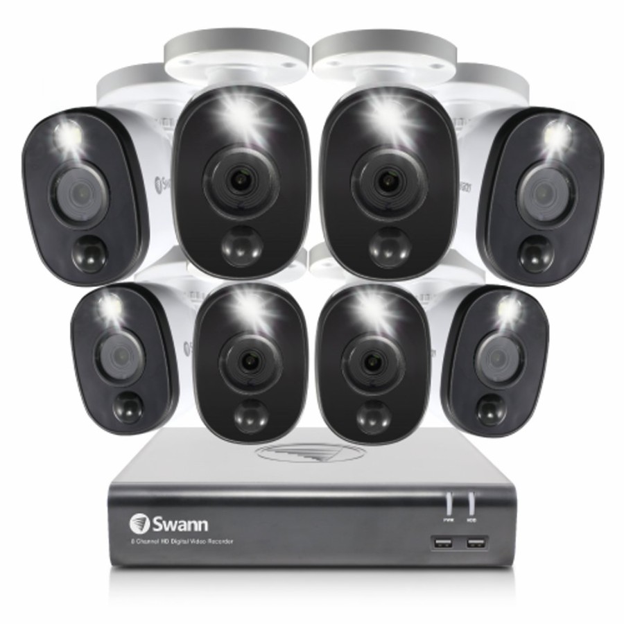 Wired Home Security Systems Swann | 8 Camera 8 Channel 1080P Full Hd Dvr Spotlight Security System | Swdvk-845808Wl