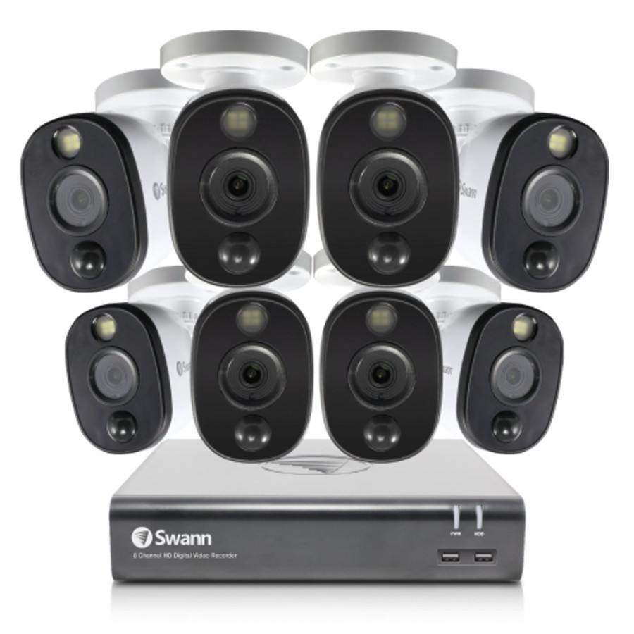 Wired Home Security Systems Swann | 8 Camera 8 Channel 1080P Full Hd Dvr Spotlight Security System | Swdvk-845808Wl