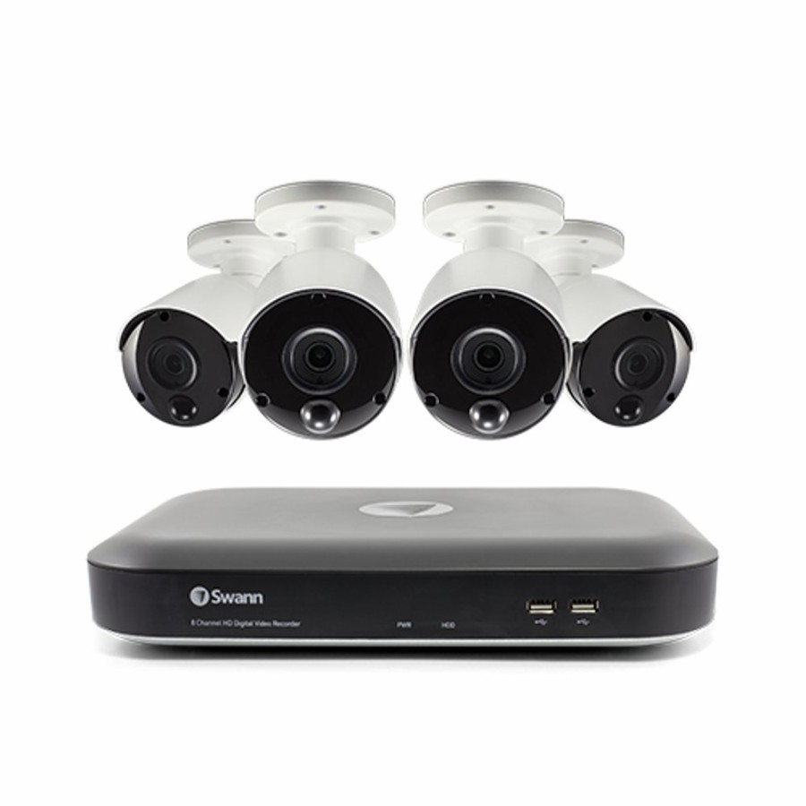 Wired Home Security Systems Swann | 4 Camera 8 Channel 4K Ultra Hd Dvr Security System - Swdvk-855804