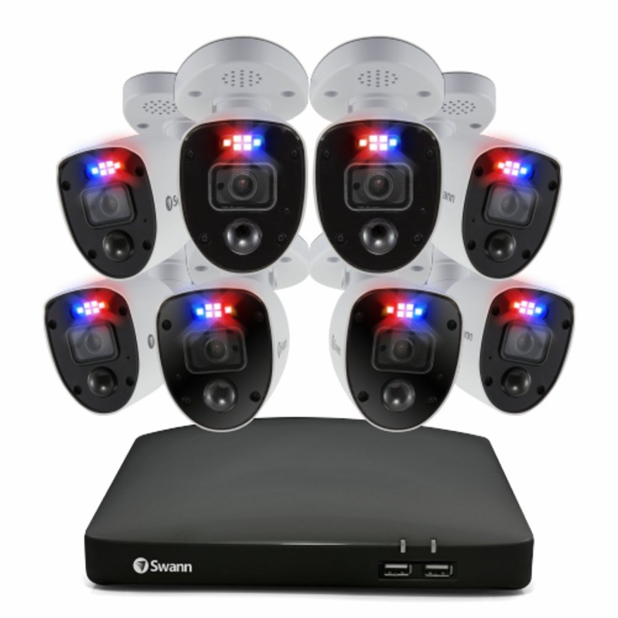 Wired Home Security Systems Swann | 8 Camera 8 Channel 4K Ultra Hd Dvr Spotlight Security System | Sodvk-856808Rl