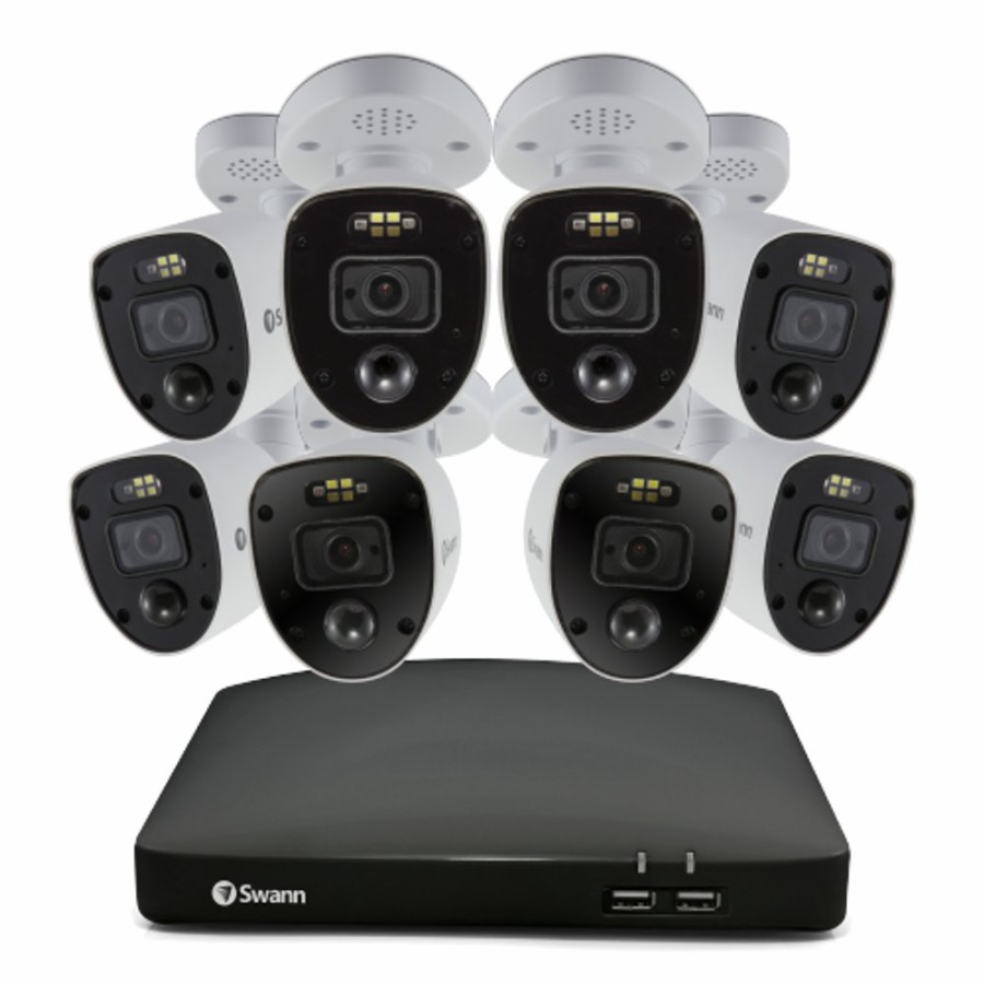 Wired Home Security Systems Swann | 8 Camera 8 Channel 4K Ultra Hd Dvr Spotlight Security System | Sodvk-856808Rl