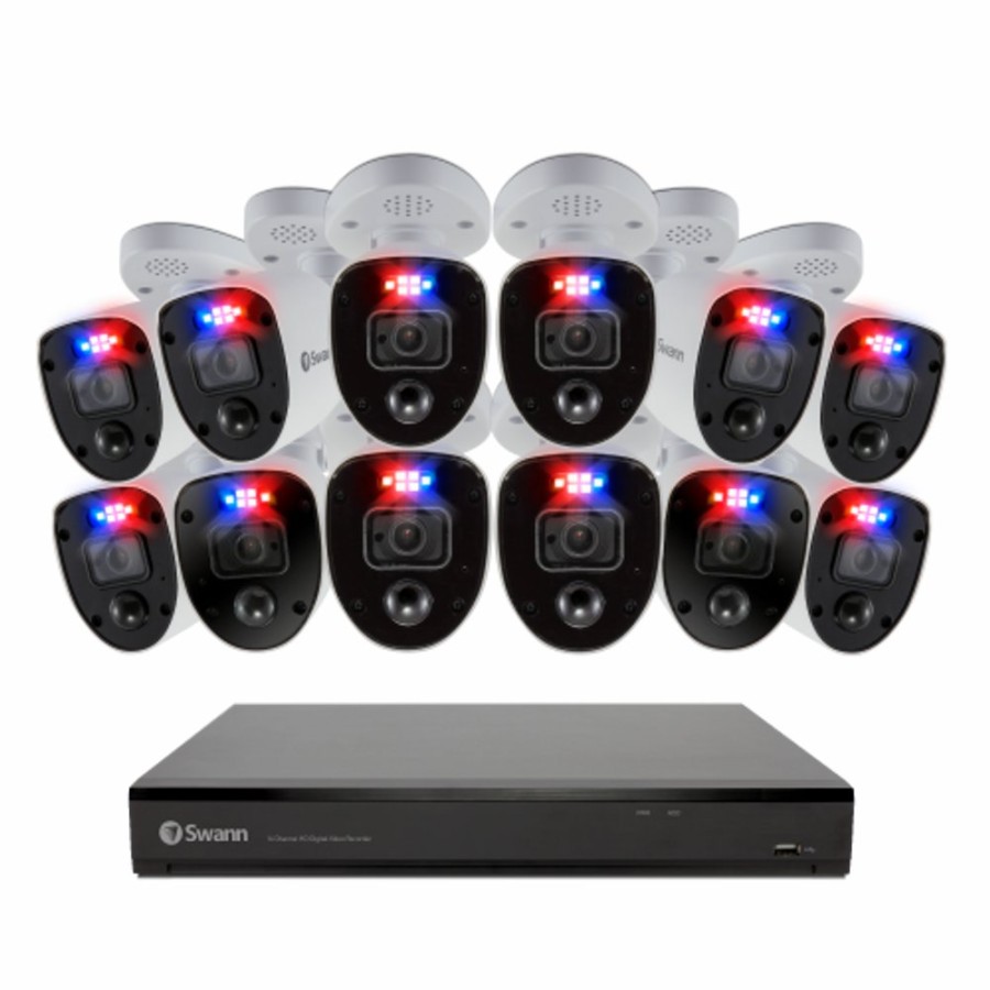 Wired Home Security Systems Swann | 12 Camera 16 Channel 4K Ultra Hd Dvr Spotlight Security System | Sodvk-16558012Rl