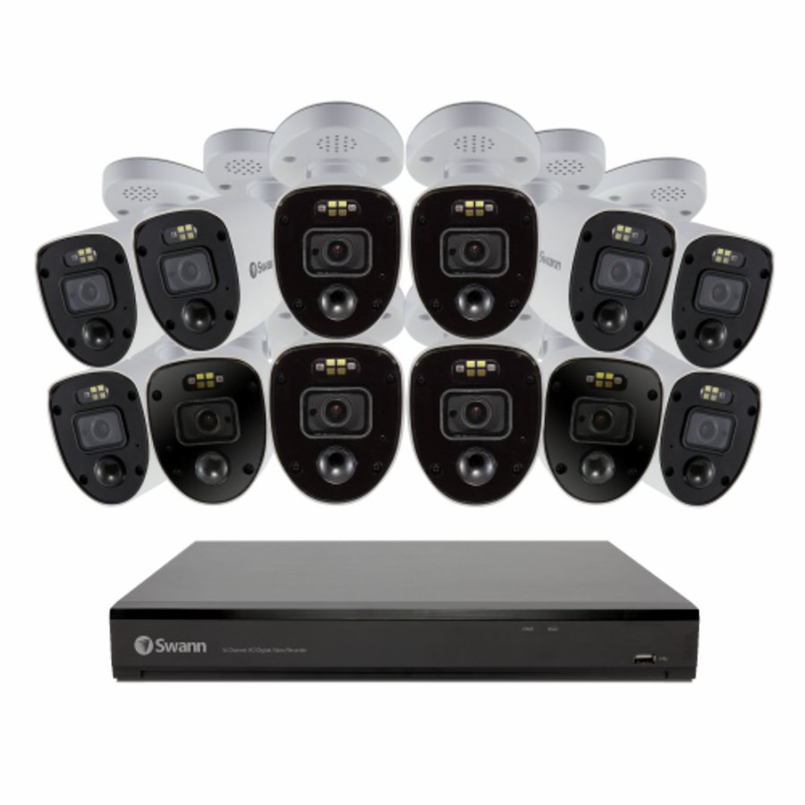 Wired Home Security Systems Swann | 12 Camera 16 Channel 4K Ultra Hd Dvr Spotlight Security System | Sodvk-16558012Rl