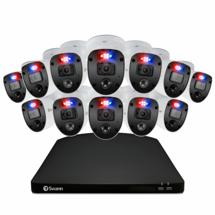 Wired Home Security Systems Swann | 12 Camera 16 Channel 1080P Full Hd Dvr Security System | Swdvk-16468012Sl