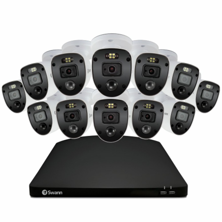 Wired Home Security Systems Swann | 12 Camera 16 Channel 1080P Full Hd Dvr Security System | Swdvk-16468012Sl