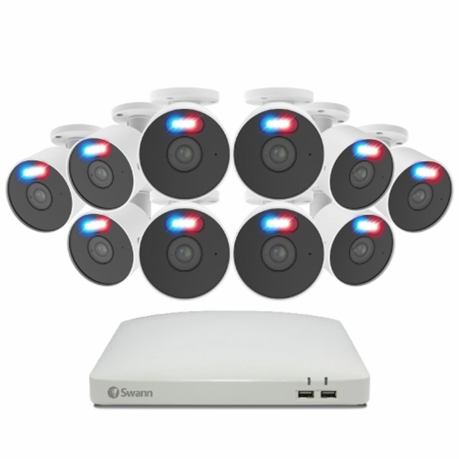 Wired Home Security Systems Swann | 10 Camera 16 Channel 1080P Full Hd Audio/Video Dvr Security System | Swdvk-164880W10Aoc