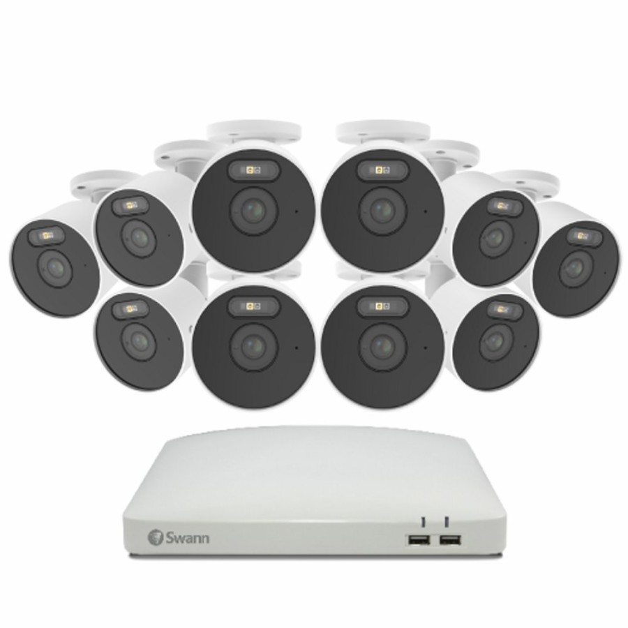 Wired Home Security Systems Swann | 10 Camera 16 Channel 1080P Full Hd Audio/Video Dvr Security System | Swdvk-164880W10Aoc