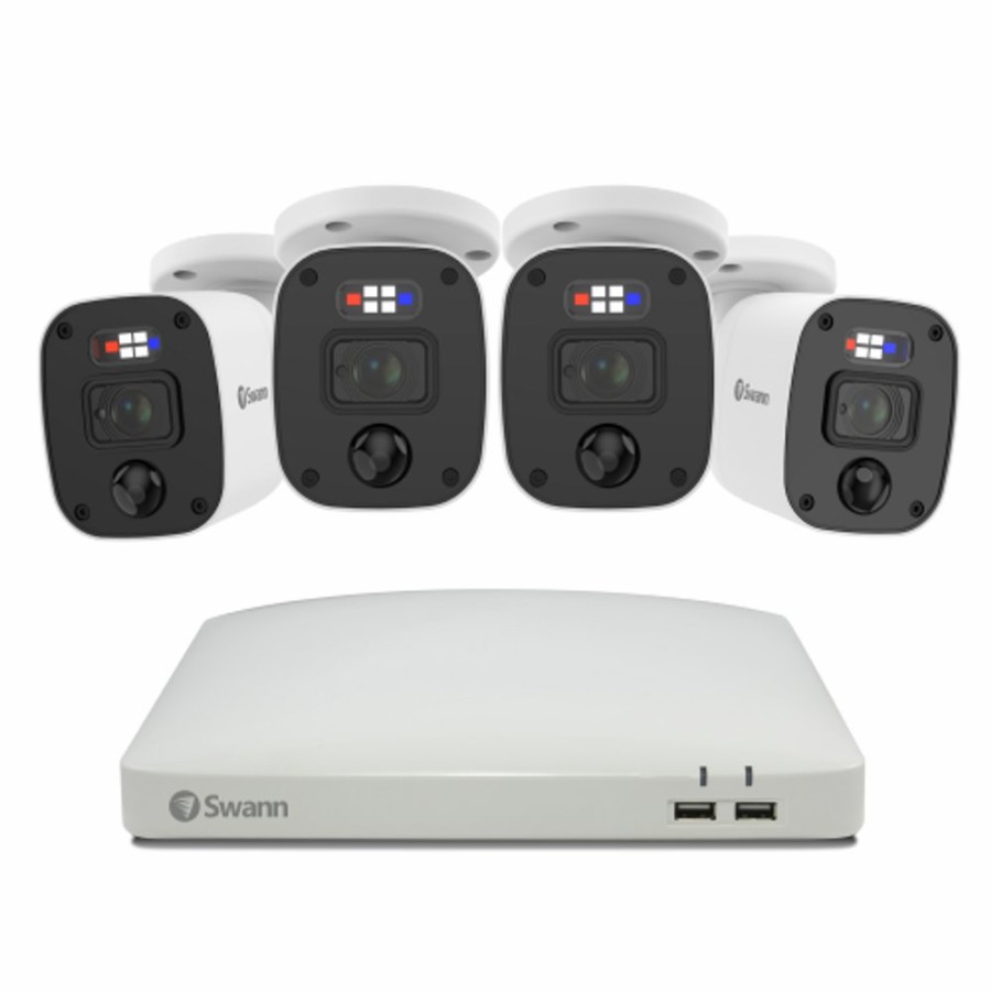 Wired Home Security Systems Swann | 4 Camera 8 Channel 1080P Full Hd Dvr Security System | Swdvk-84680W4Sq