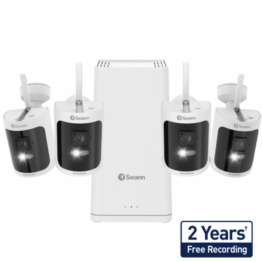 Wireless Battery Security Cameras Swann | Allsecure650 2K Wireless Security Kit With 4 X Wire-Free Cameras & Power Hub | Swnvk-650Kh4