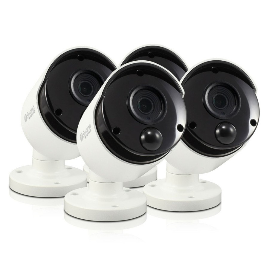 Wired Home Security Systems Swann | Swann Thermal Sensing Pir Security Camera: 5Mp Super Hd Bullet With Ir Night Vision 4 Pack Bundle (Plain Box Packaging) - Srpro-5Mpmsbwb4