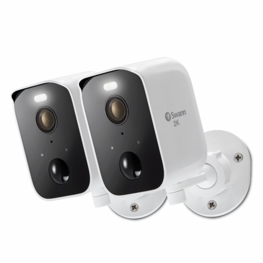 Wireless Battery Security Cameras Swann | Corecam 2K Wireless Spotlight Cameras With 2-Way Talk, Siren & Heat + Motion Detection | Swifi-Corepropk2