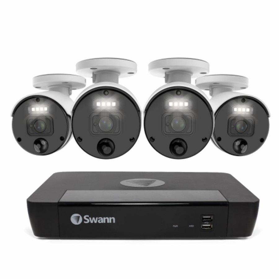 Wired Home Security Systems Swann | 4 Camera 8 Channel 4K Master-Series Nvr Security System | Swnvk-876804