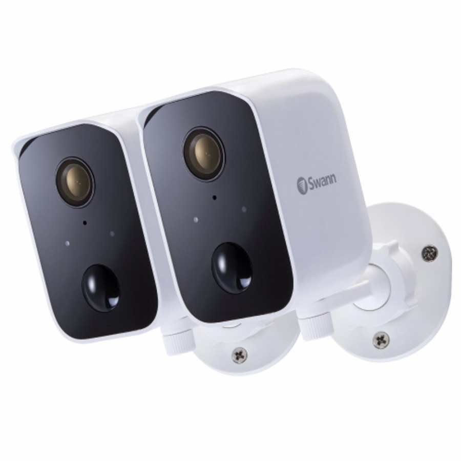 Wireless Battery Security Cameras Swann | Corecam Wireless Security Cameras 2 Pack With 2-Way Talk, Siren & Heat + Motion Detection | Swifi-Corecampk2