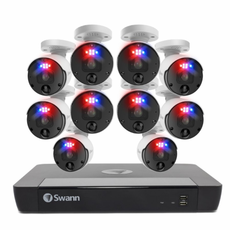 Wired Home Security Systems Swann | 10 Camera 16 Channel 6K 12Mp Mega Hd Professional Nvr Security System | Sonvk-16900010