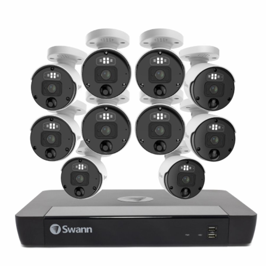 Wired Home Security Systems Swann | 10 Camera 16 Channel 6K 12Mp Mega Hd Professional Nvr Security System | Sonvk-16900010