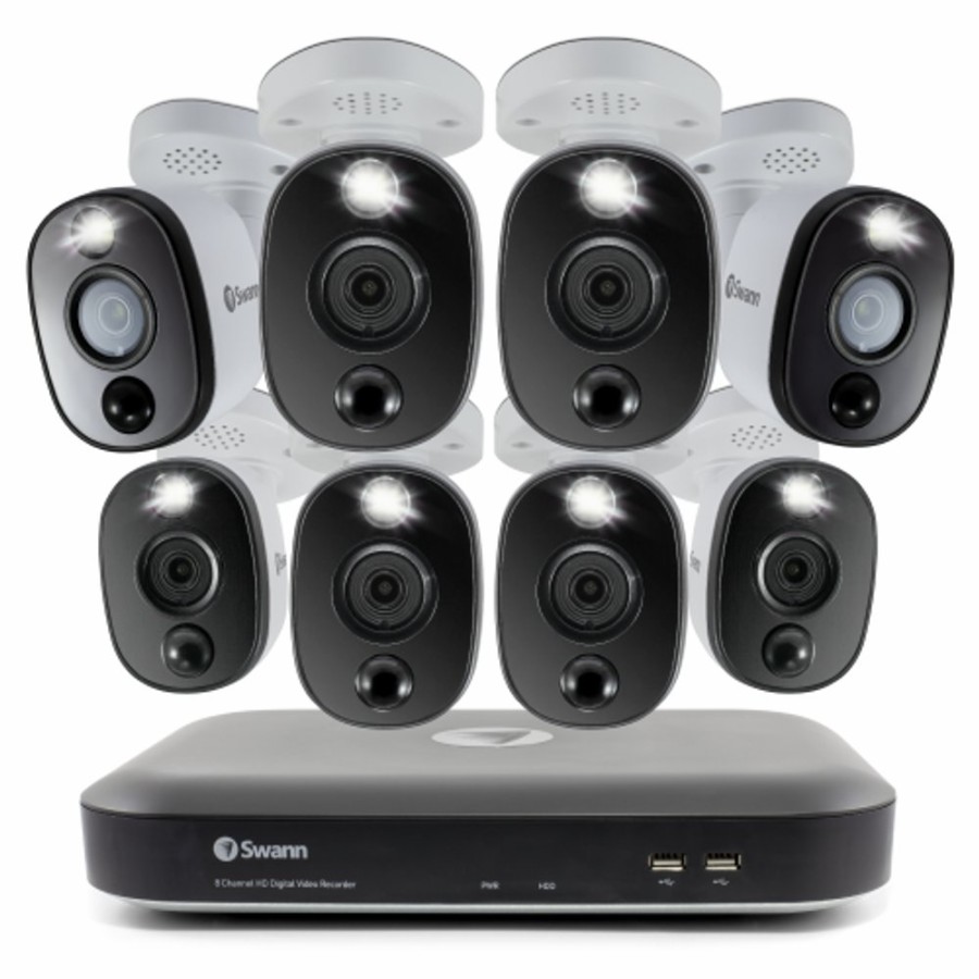 Wired Home Security Systems Swann | 8 Camera 8 Channel 4K Ultra Hd Dvr Spotlight Security System | Swdvk-855808Wl