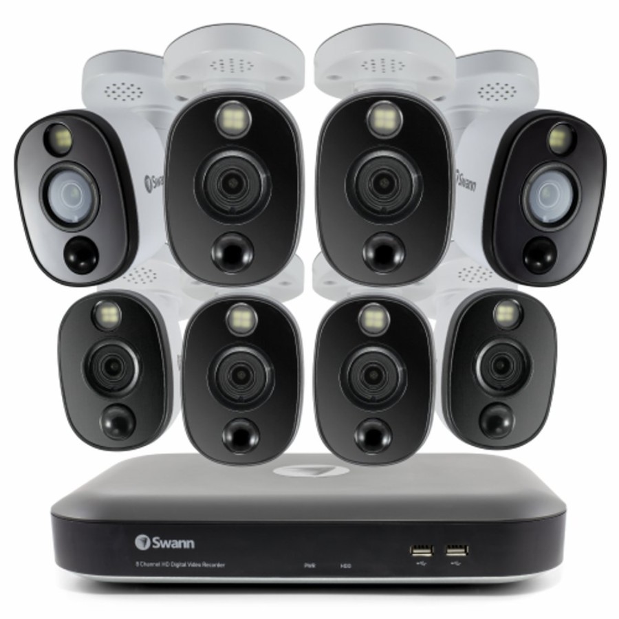 Wired Home Security Systems Swann | 8 Camera 8 Channel 4K Ultra Hd Dvr Spotlight Security System | Swdvk-855808Wl