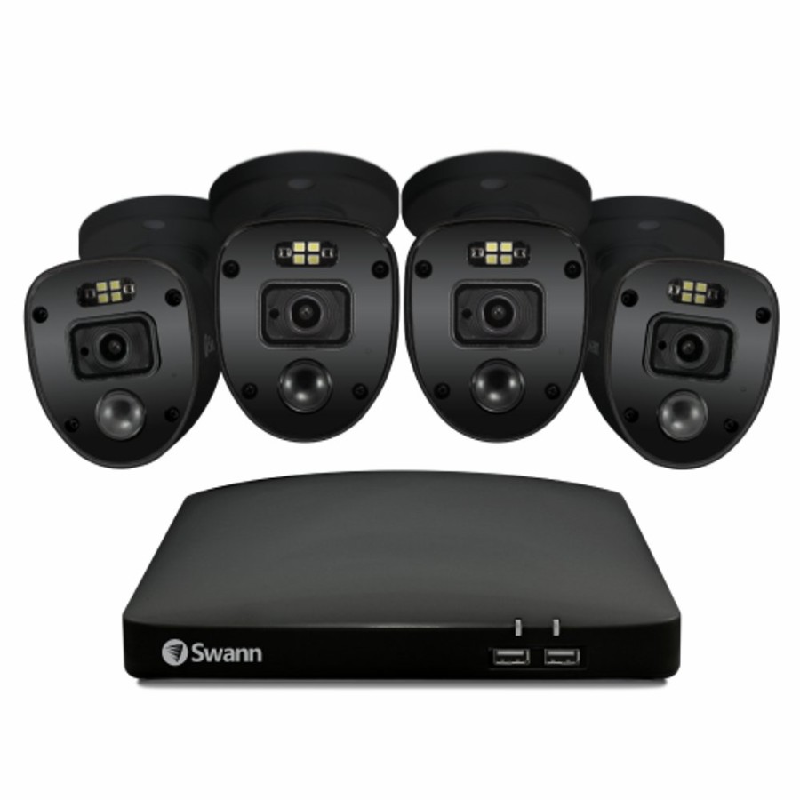 Wired Home Security Systems Swann | Black Enforcer 4 Camera 8 Channel 1080P Full Hd Dvr Security System - Sodvk-846804Slb