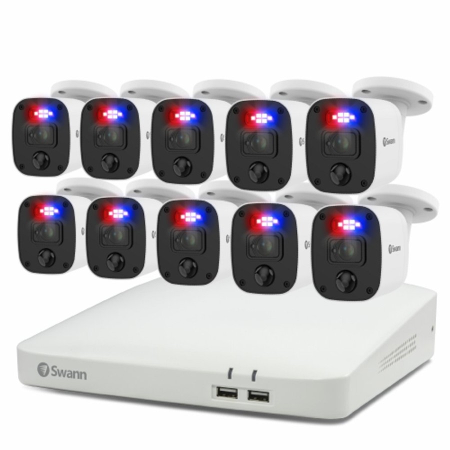 Wired Home Security Systems Swann | Enforcer 10 Camera 16 Channel 1080P Full Hd Dvr Security System - Sodvk-164680W10Sq