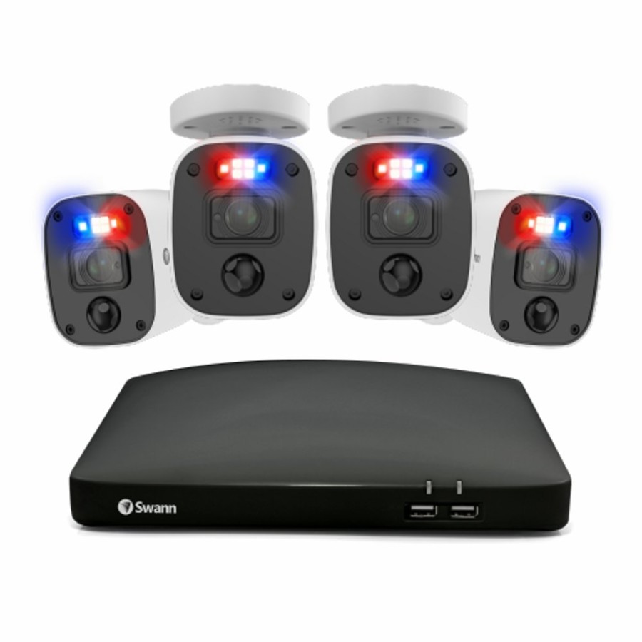 Wired Home Security Systems Swann | 4 Camera 8 Channel 4K Ultra Hd Dvr Spotlight Security System | Swdvk-856804Rq