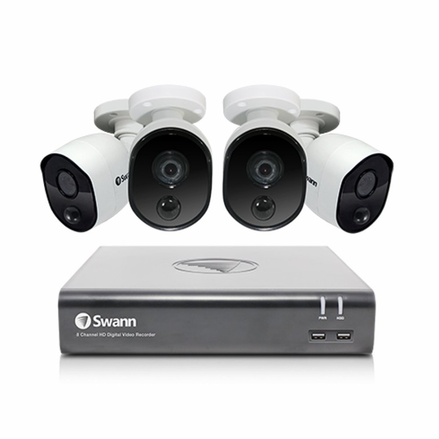 Wired Home Security Systems Swann | 4 Camera 8 Channel 1080P Full Hd Dvr Security System | Swdvk-845804V