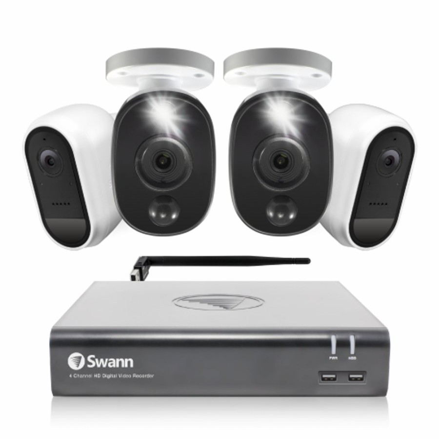 Wired Home Security Systems Swann | 4 Camera 1080P Full Hd Dvr Flex Security System - Swxvr-445802Wlkit