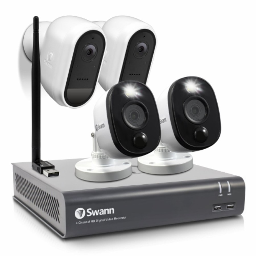 Wired Home Security Systems Swann | 4 Camera 1080P Full Hd Dvr Flex Security System - Swxvr-445802Wlkit