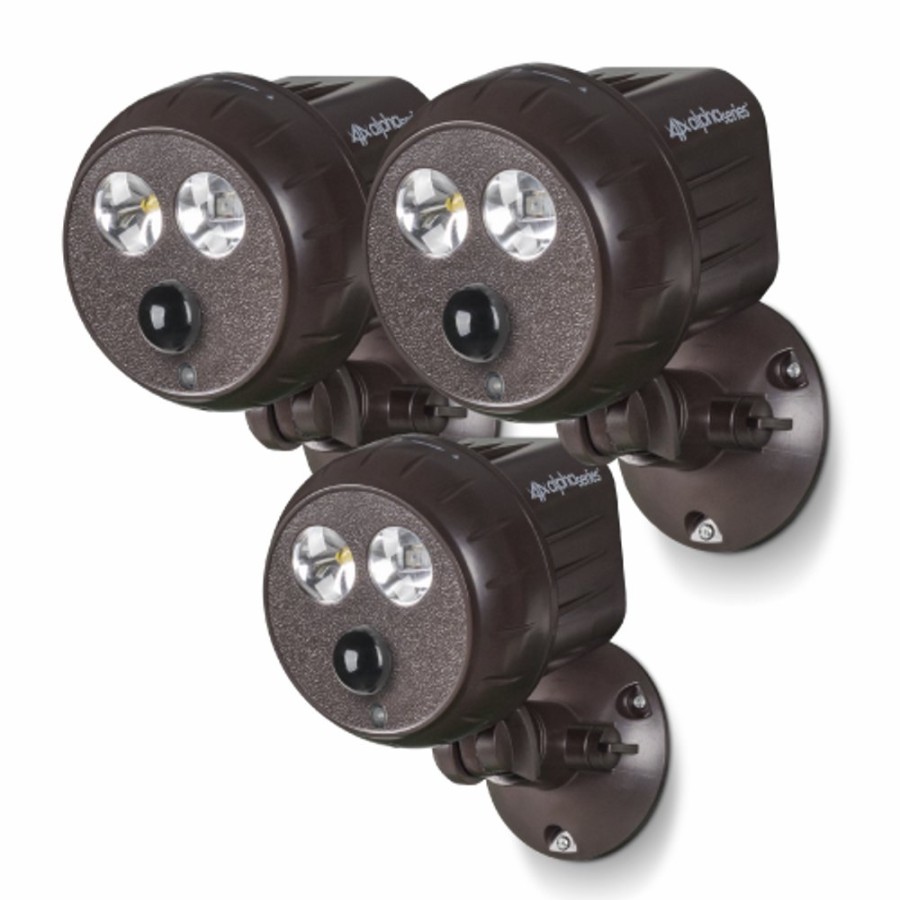 Wireless Battery Security Cameras Swann | Alpha-Series Brown Wireless Motion Sensor Spotlight 3 Pack - Soalph-B400Rbrpk3