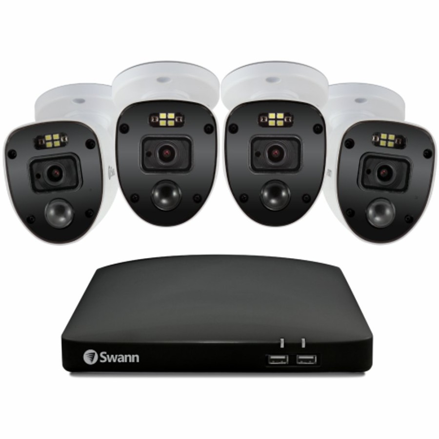 Wired Home Security Systems Swann | 4 Camera 8 Channel 1080P Full Hd Dvr Security System | Swdvk-846804Sl