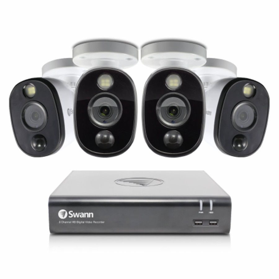 Wired Home Security Systems Swann | 4 Camera 4 Channel 1080P Full Hd Dvr Spotlight Security System | Swdvk-445804Wl