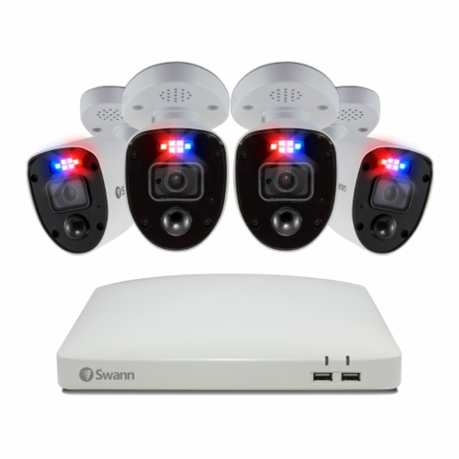 Wired Home Security Systems Swann | 4 Camera 8 Channel 4K Ultra Hd Dvr Security System | Swdvk-85680W4Rl