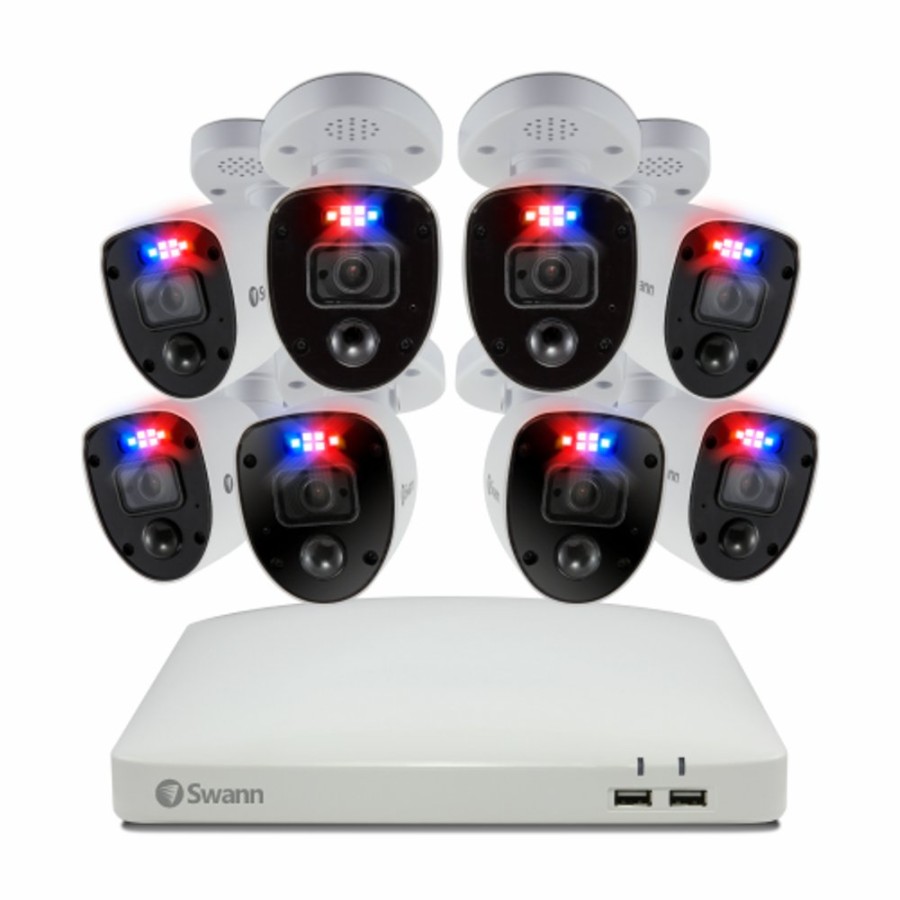 Wired Home Security Systems Swann | 8 Camera 8 Channel 4K Ultra Hd Dvr Spotlight Security System | Sodvk-85680W8Rl