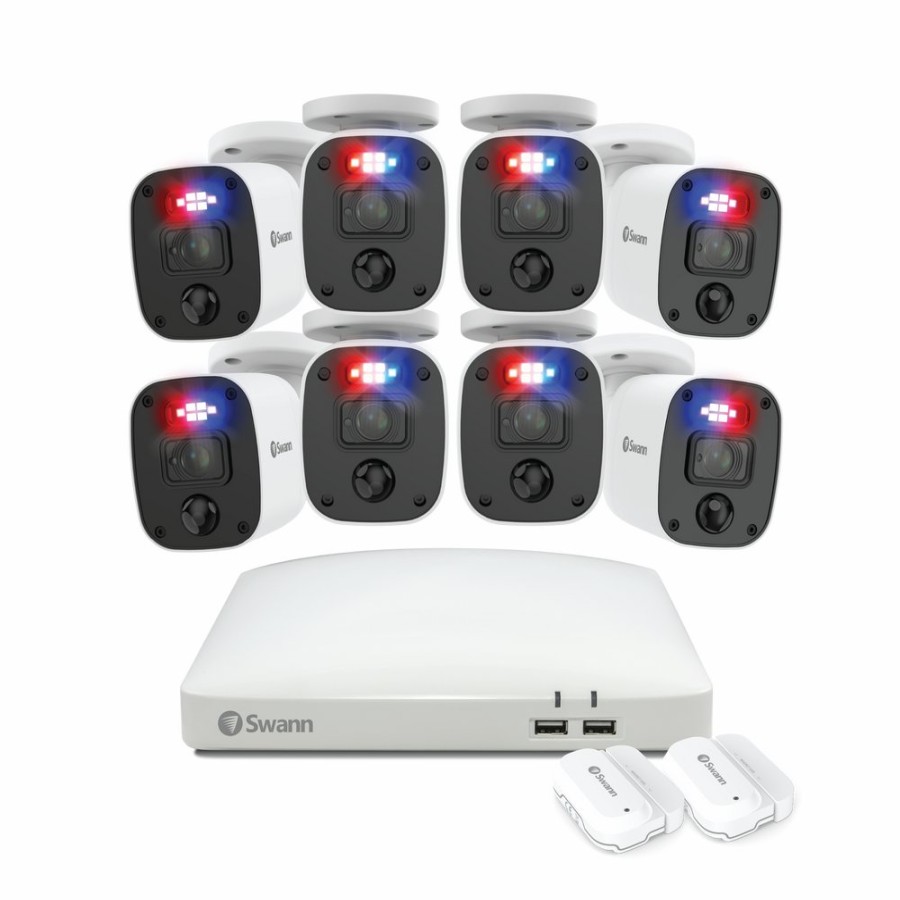 Wired Home Security Systems Swann | Enforcer 8 Camera 8 Channel 1080P Full Hd Dvr Security System & Door Alarm 2Pk - Sodvk-84680W8Sqwd