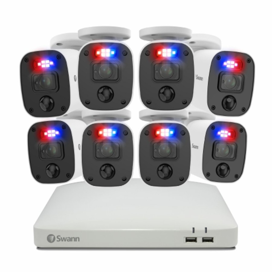 Wired Home Security Systems Swann | Enforcer 8 Camera 8 Channel 1080P Full Hd Dvr Security System & Door Alarm 2Pk - Sodvk-84680W8Sqwd